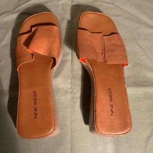 Nine West Square Toe Platform Slides